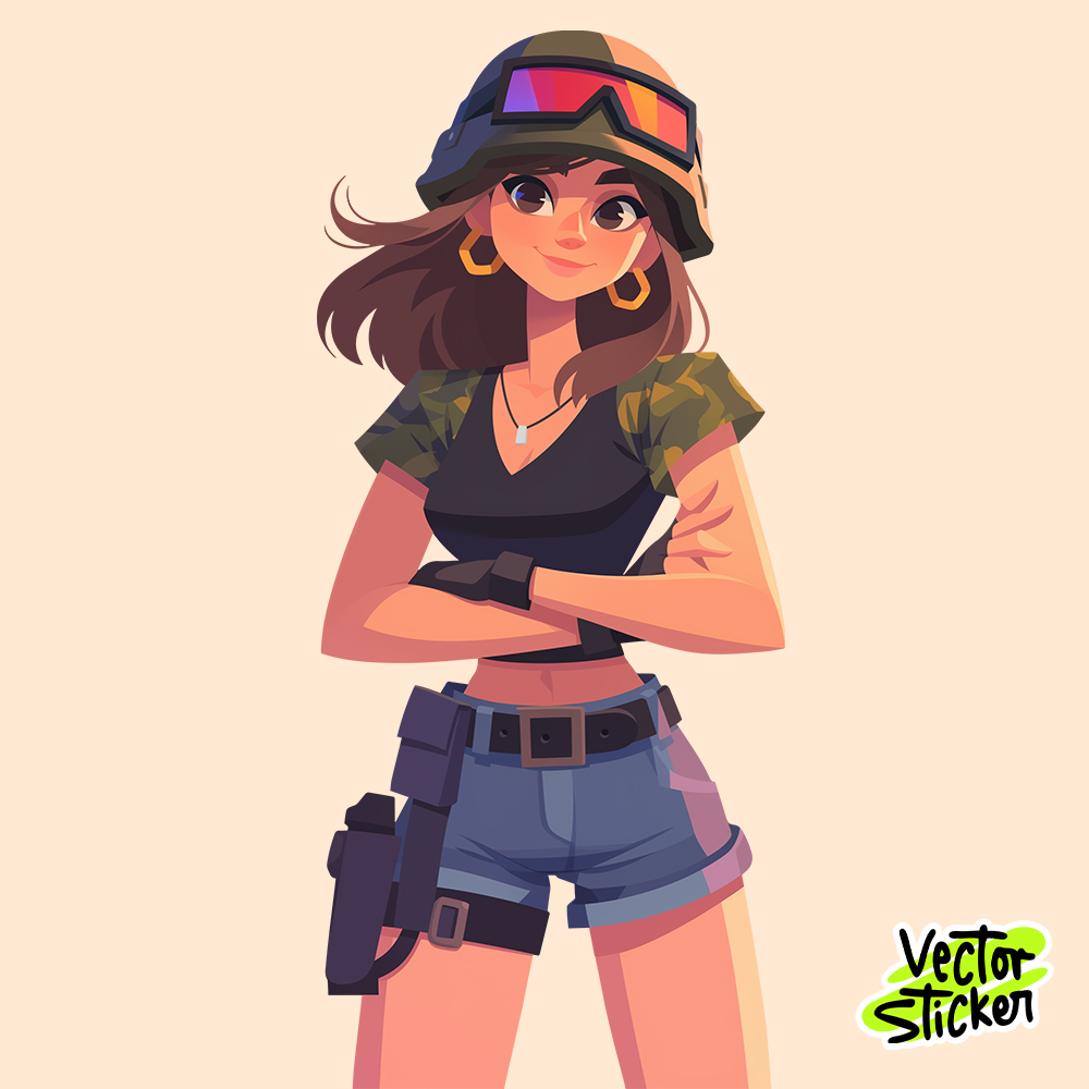 Cartoon PUBG Girl - Half Body Style