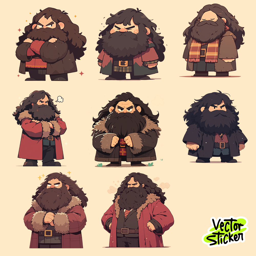 Cute Cartoon Hagrid Sticker Pack