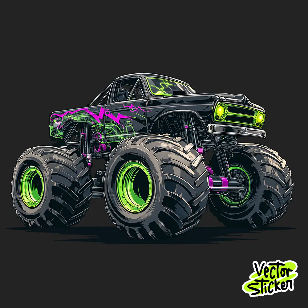 Monster Truck Vector Art – Extreme Off-Road Vehicle Sticker Design
