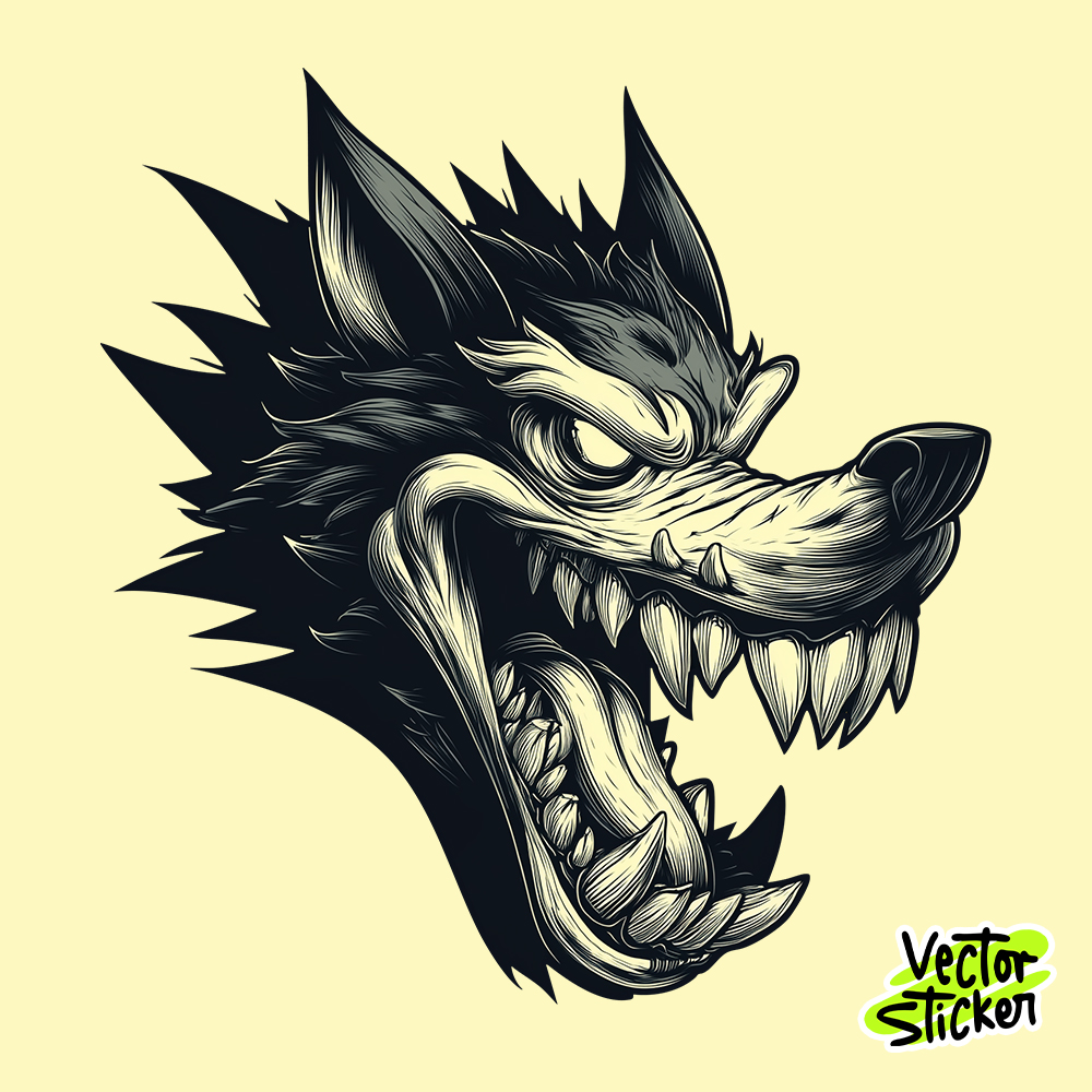 Wild Wolf Head Sticker Vintage Style