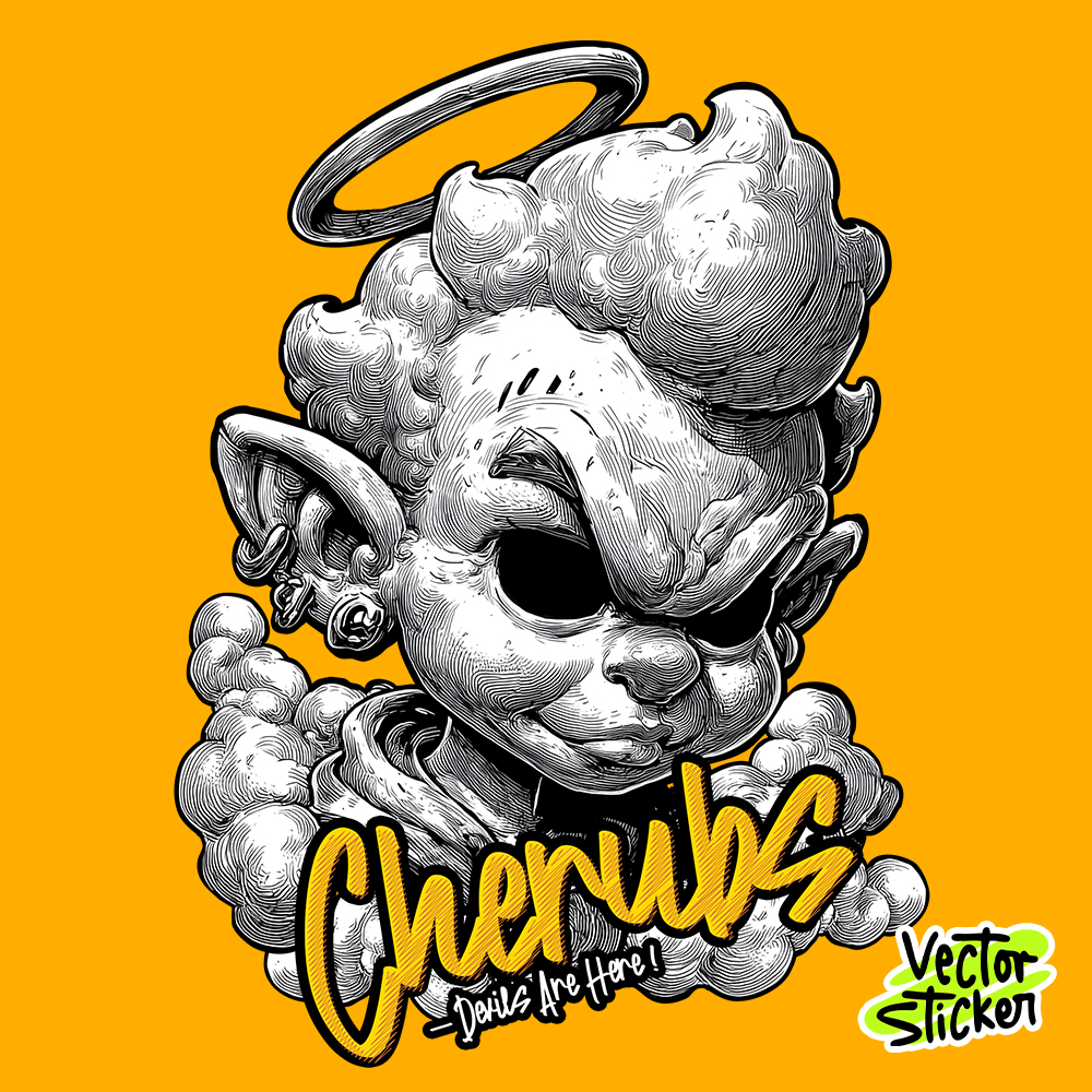 Hand Drawn Graffiti Street Art Style Cherub