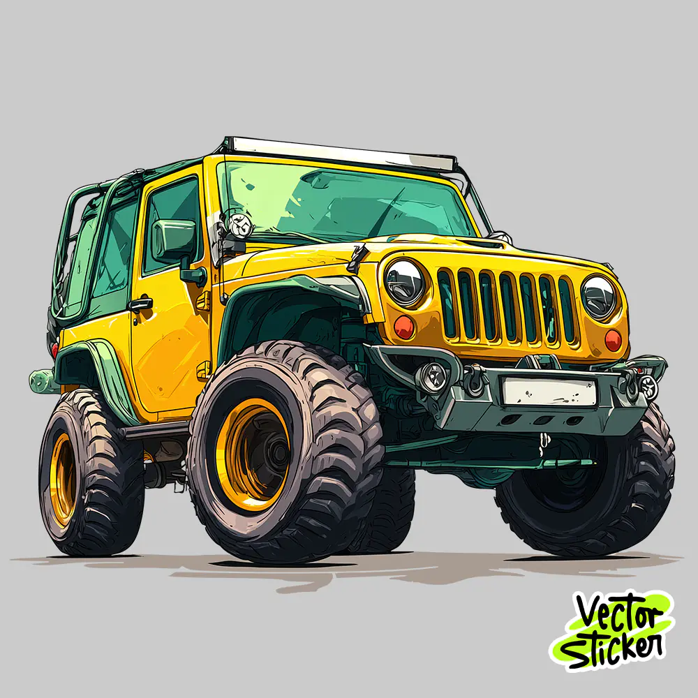 Yellow Off-Road Jeep Illustration Design
