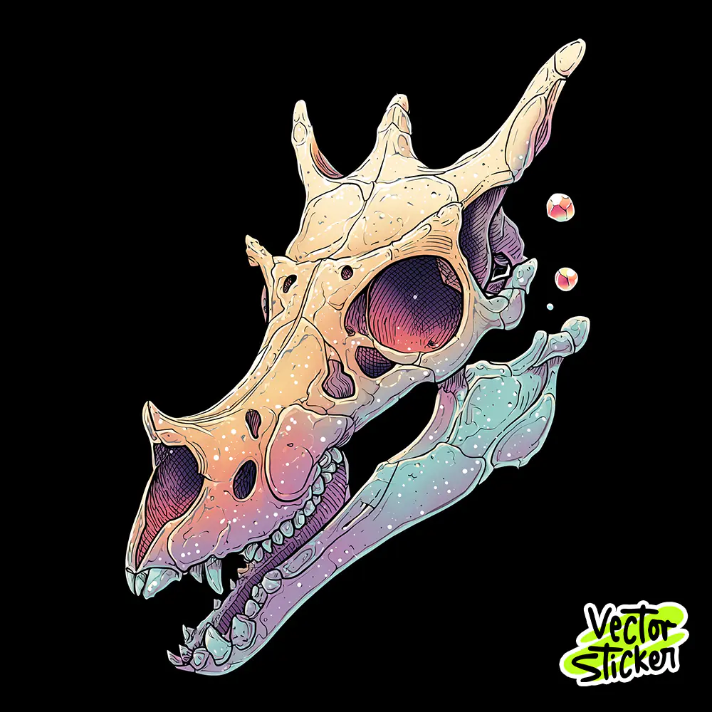 Free Dinosaur Skull T-Shirt Design – Pastel Bone Illustration PNG