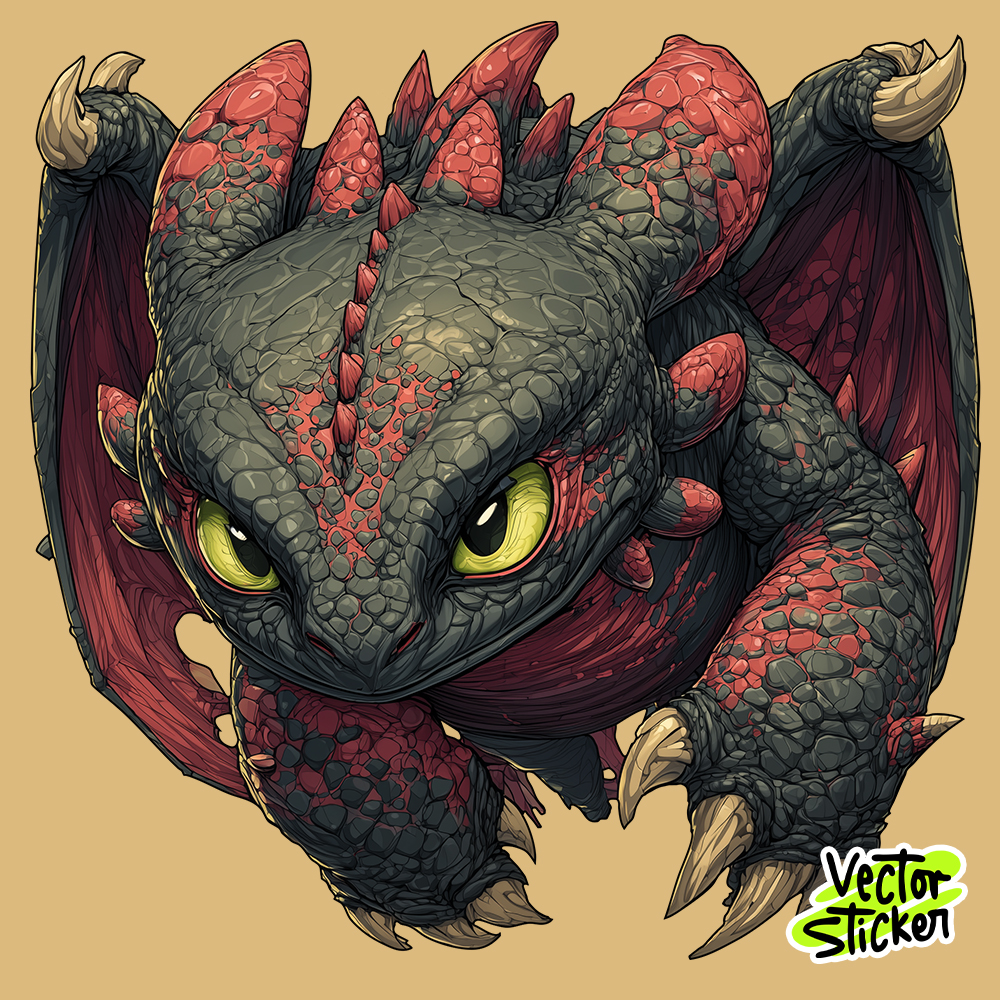 Flying Toothless Sticker – Cartoon Style with Scaled Detail