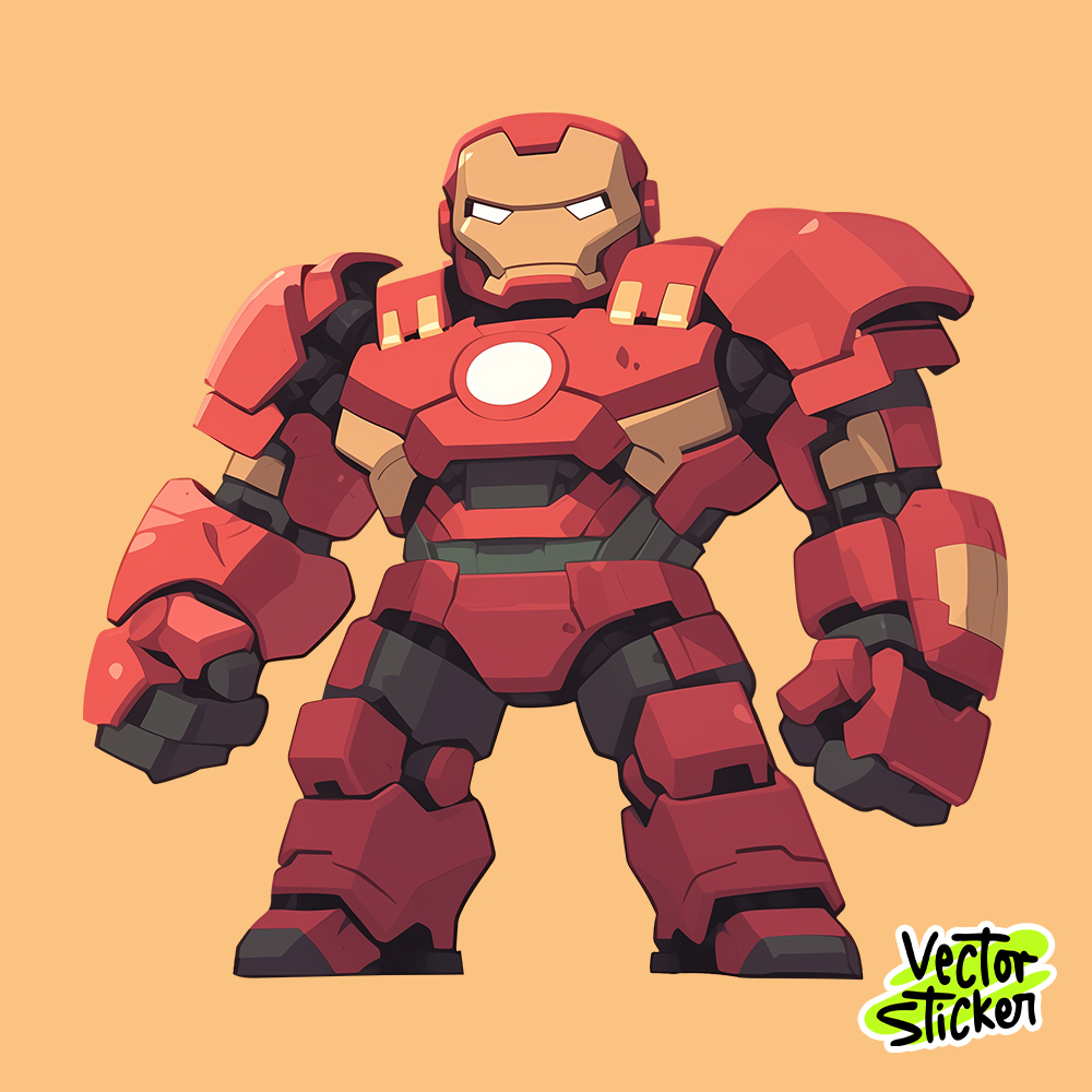 Ironman in Hulkbuster Suit Cartoon Style