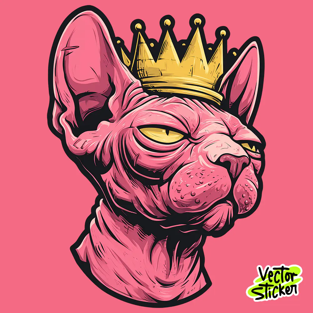 Royal Sphynx Cat King T-Shirt Design Free PNG | VectorSticker