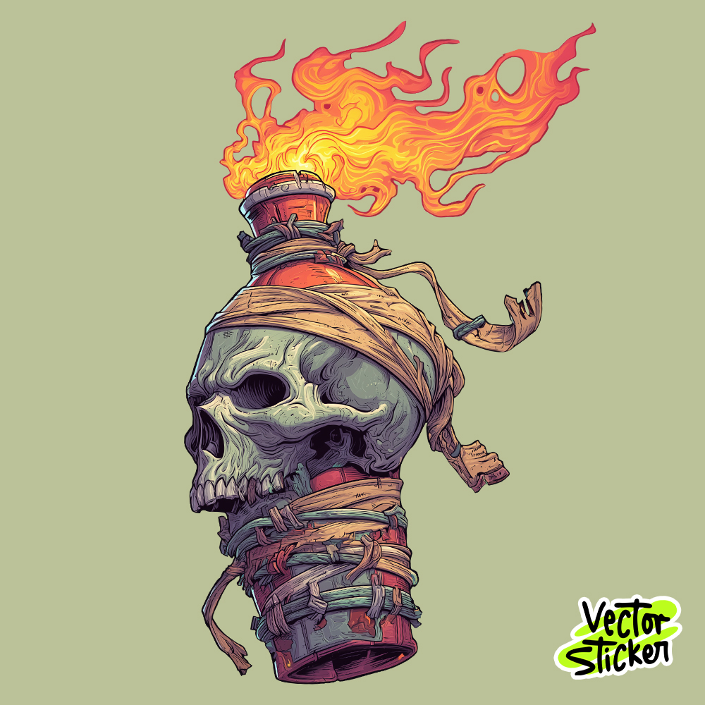 kull Molotov Cocktail – Burning Bottle Sticker