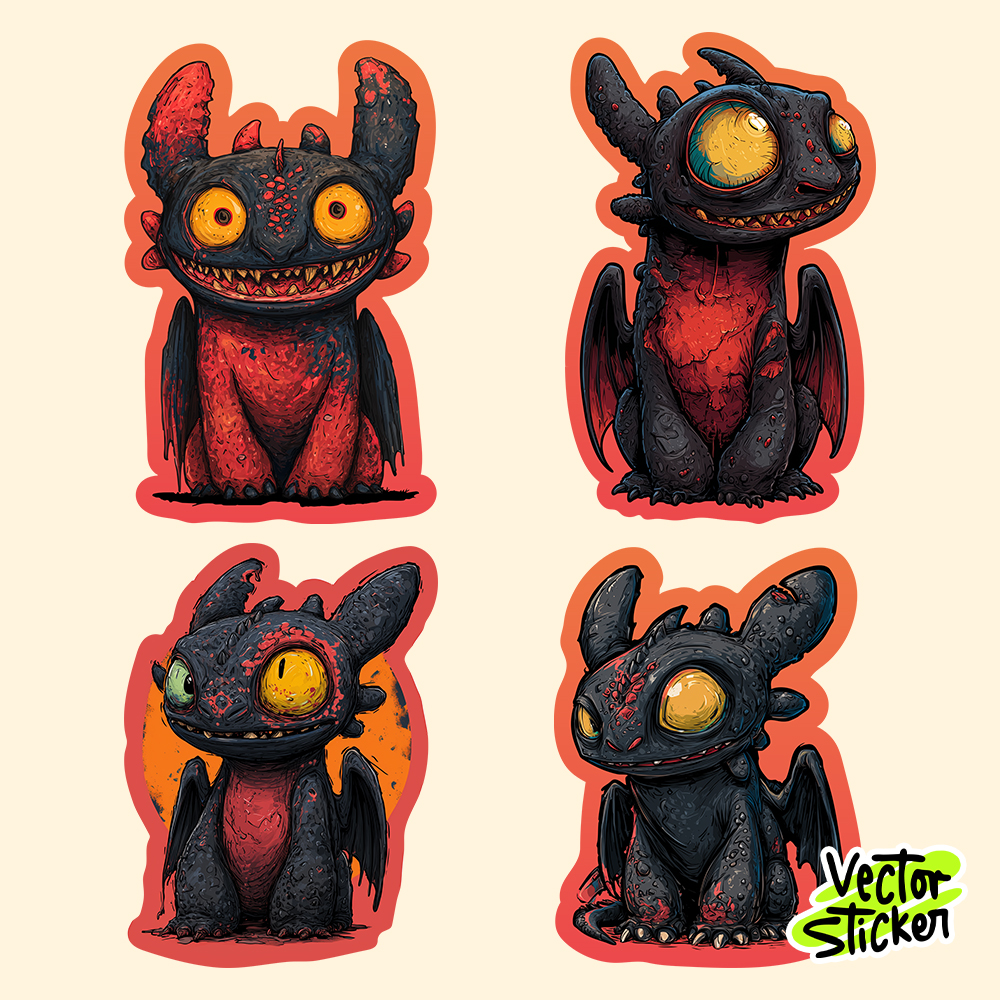 Cute but Fierce Toothless Dragon Sticker Pack