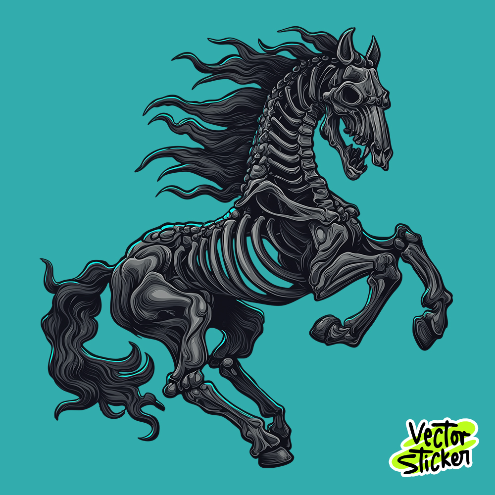 Skeleton War Horse – Dark Fantasy Vector Art