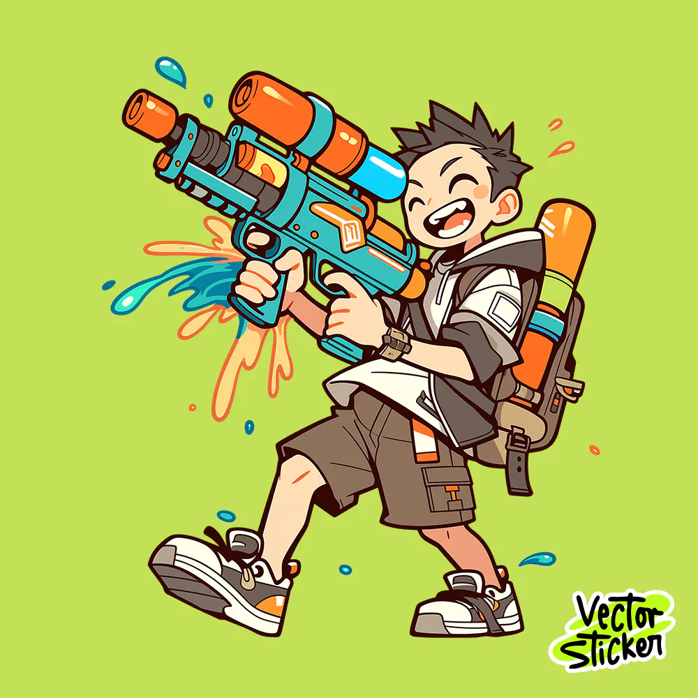 Myanmar Thingyan Water Festival Heavy Water Gun Boy Power Style PNG