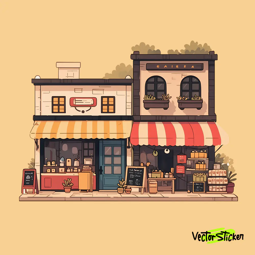 Cartoon Cute Cafe