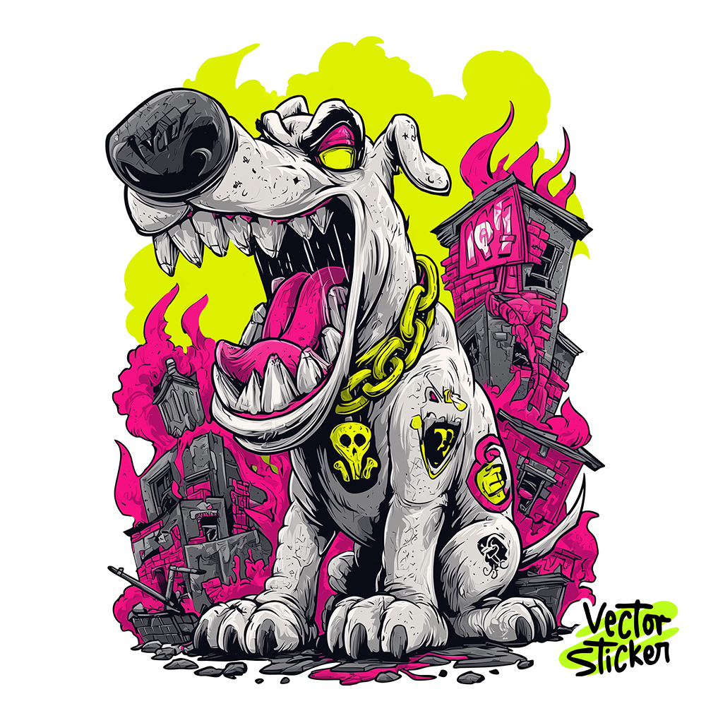 Graffiti Street Art Style Urban dog Illustration