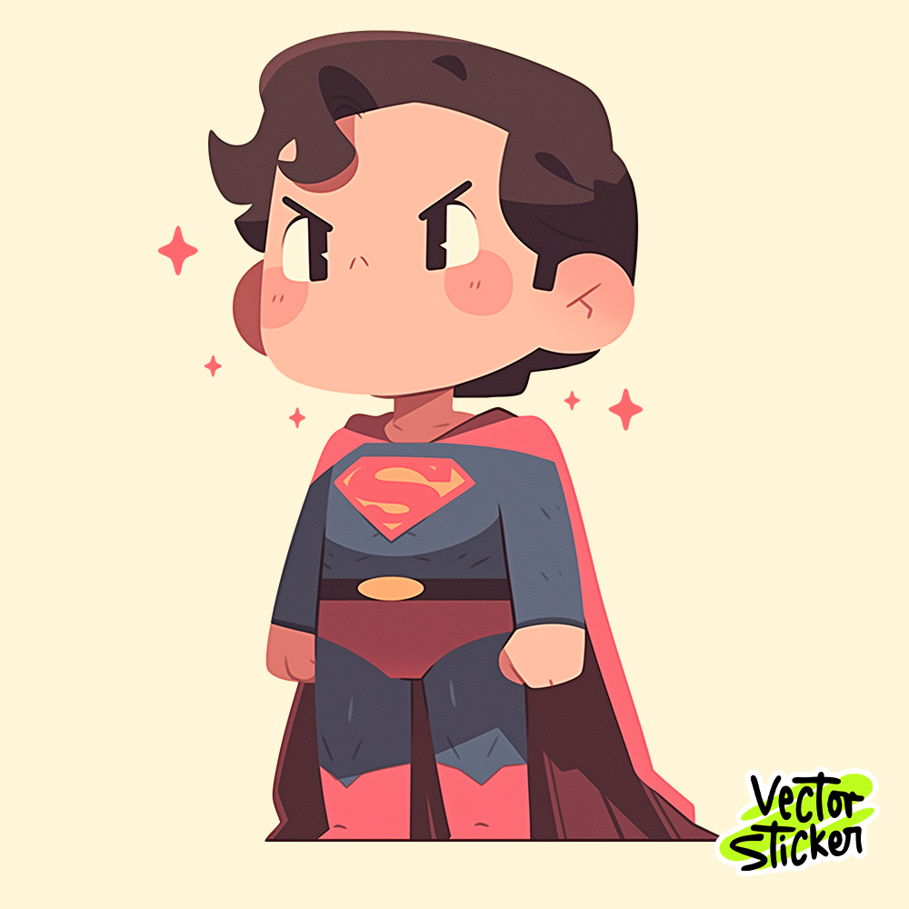 Cute Chibi Cartoon Superman Sticker