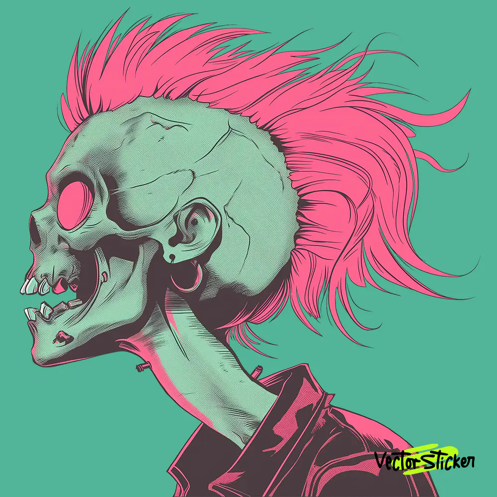 Skull with Pink Mohawk IV