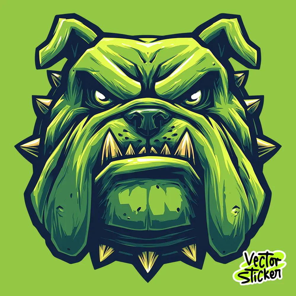 Free PNG Sticker Design Angry Bulldog Cartoon Green