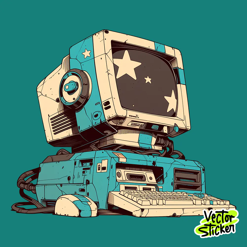 Retro CRT Monitor Sticker 80s Vibe Free PNG | VectorSticker