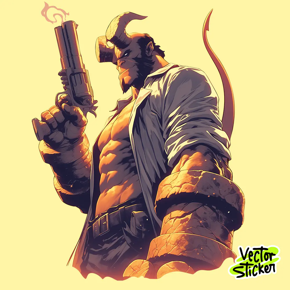 Hellboy Illustration Sticker Download for T Shirt Printing