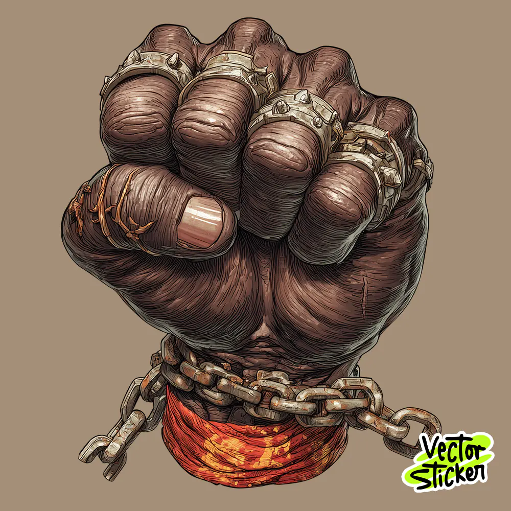 Powerful Chained Fist Illustration – Strength and Freedom Vector Design