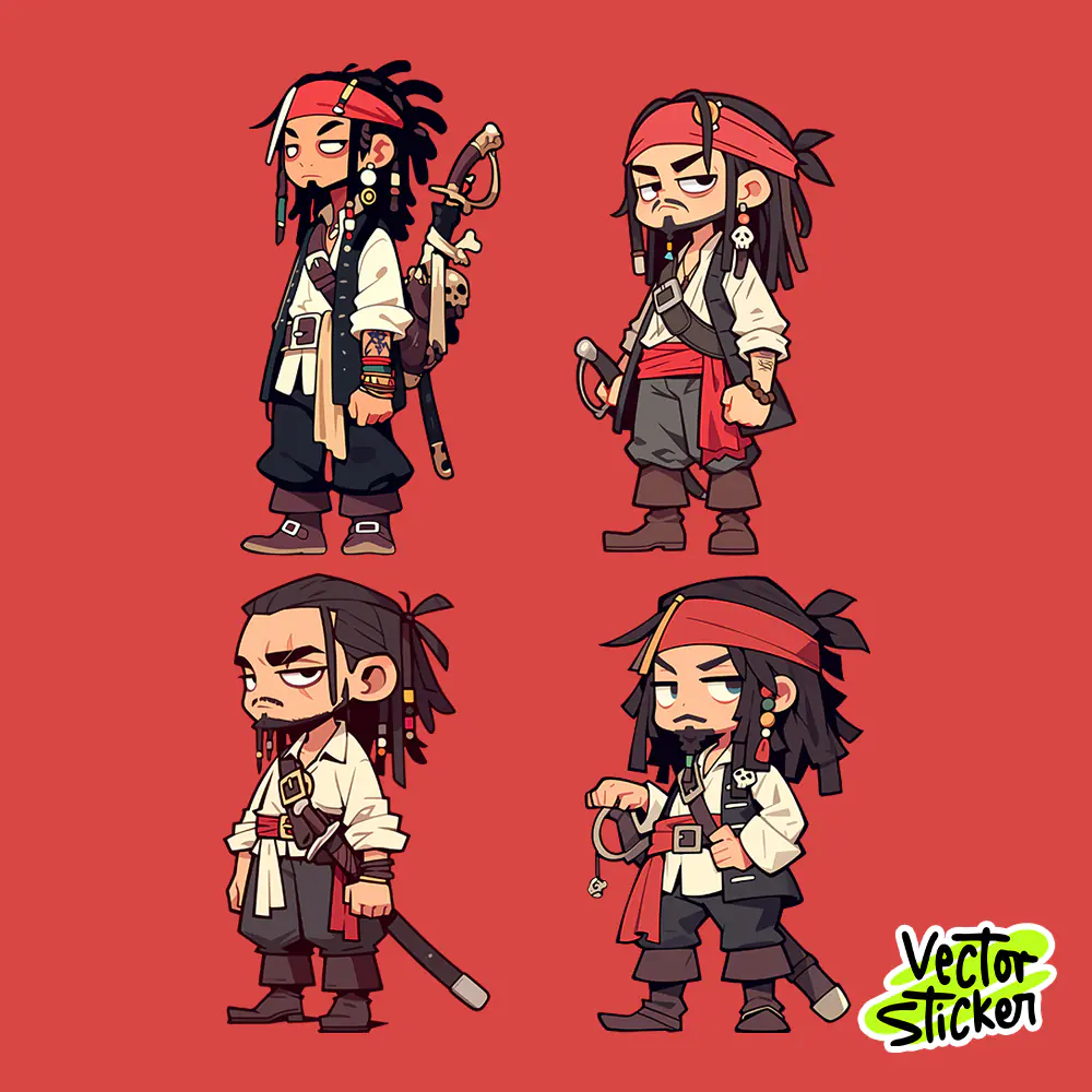 Cute Pirate Cartoon Sticker – Free PNG Character Illustration